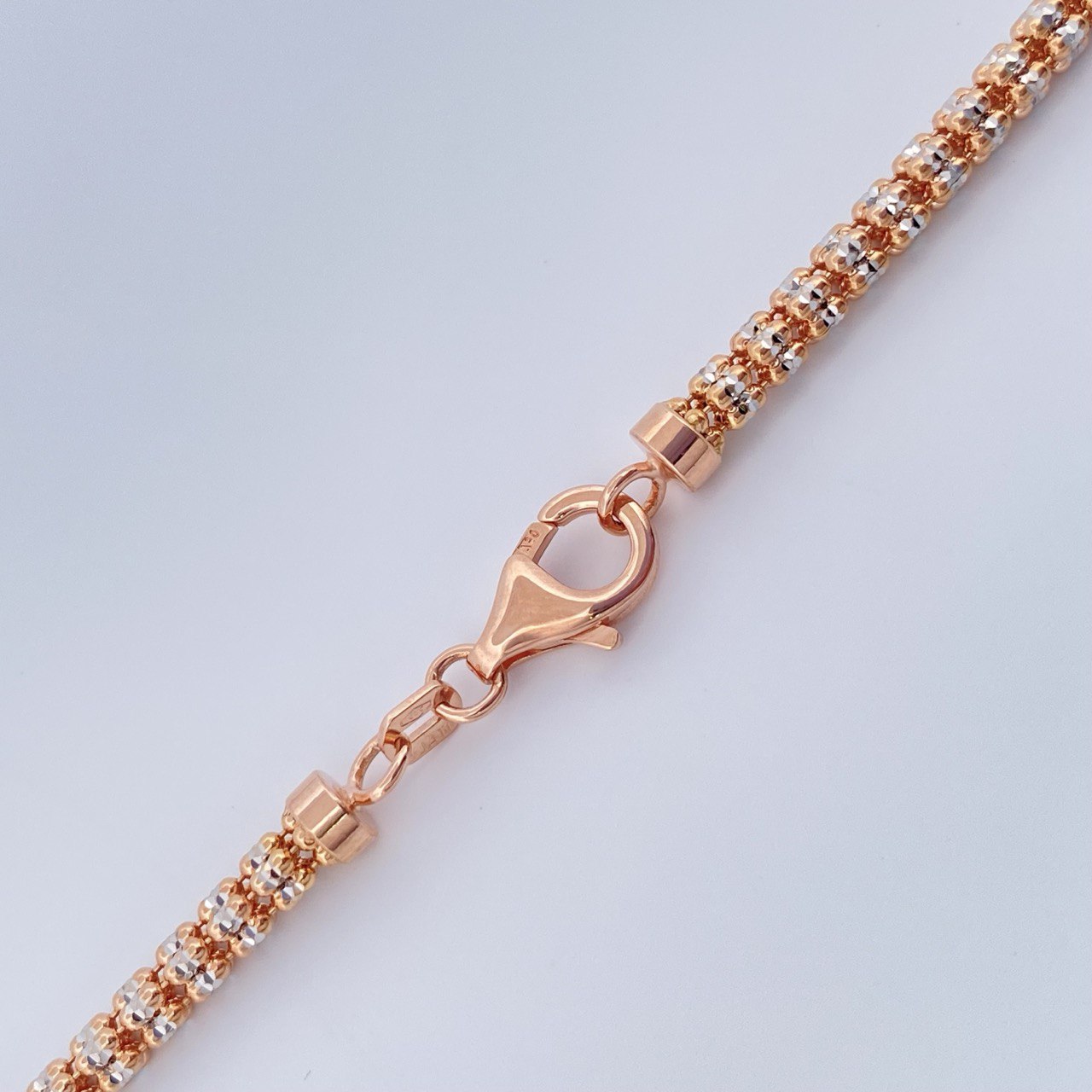 Cadena Ice 19.7gr / 60.2cm / Dos Oros Blanco Rosa +4 18K +