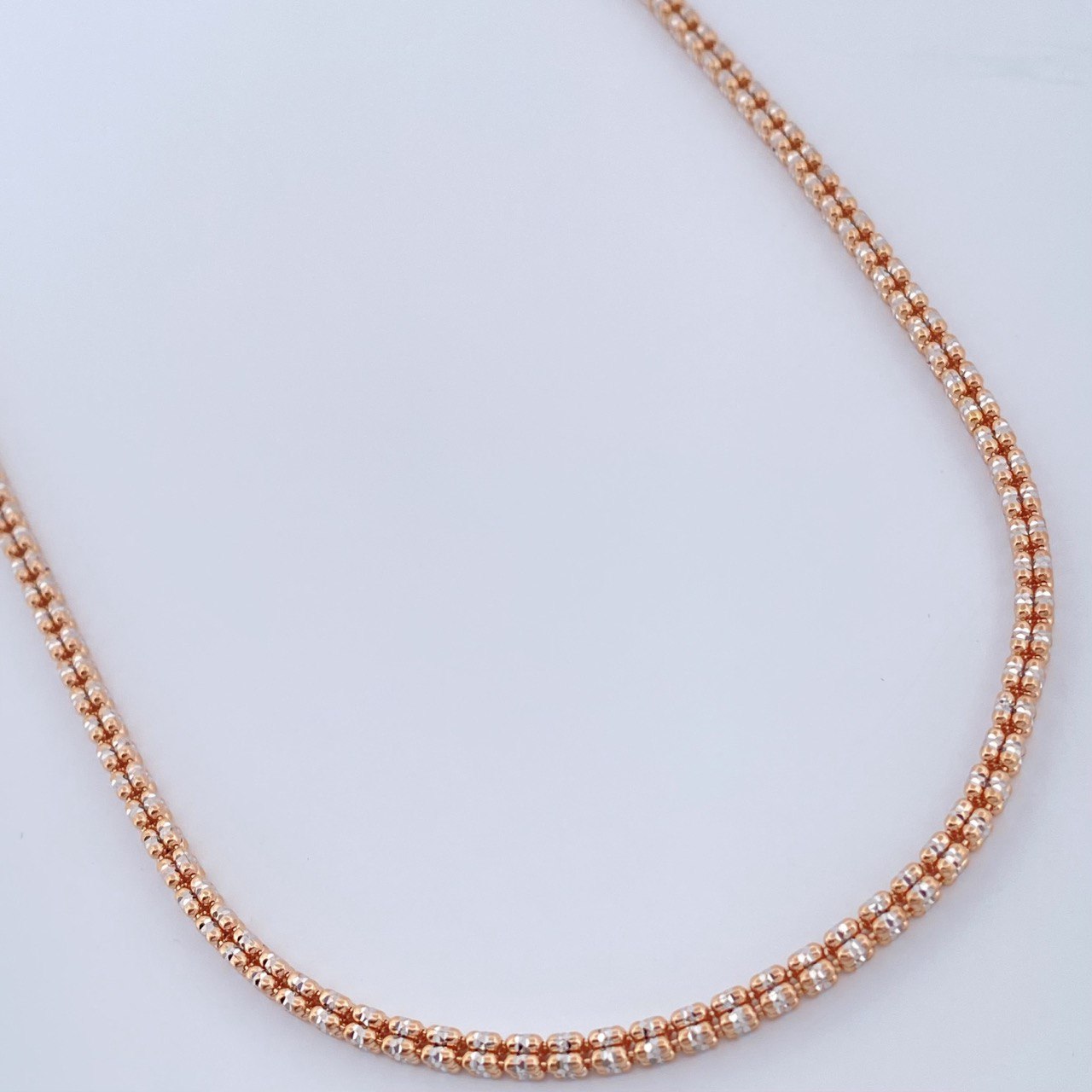 Cadena Ice 16gr / 60.2cm / Dos Oros Blanco Rosa +4 18K +
