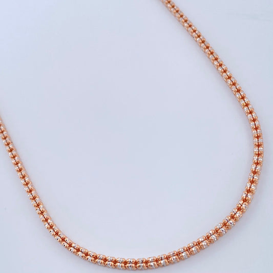 Cadena Ice 16gr / 60.2cm / Dos Oros Blanco Rosa +4 18K +