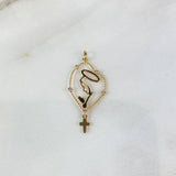 Dije Virgen María 1.45gr / 3.8cm / Silueta Circones Blancos Oro Amarillo