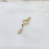 Dije Virgen María Silueta 0.85gr / 3.8cm / Circones Blancos Oro Amarillo ©