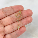 Dije Virgen María 0.8gr / 3.7cm / Silueta Circones Blancos Oro Amarillo