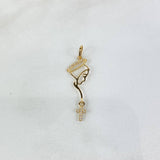 Dije Virgen María Silueta 0.75gr / 3.8cm / Circones Blancos Oro Amarillo ©