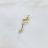 Dije Virgen María Silueta 0.75gr / 3.8cm / Circones Blancos Oro Amarillo ©
