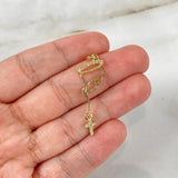 Dije Virgen María Silueta 0.75gr / 3.8cm / Circones Blancos Oro Amarillo ©