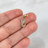 Dije Virgen María 0.65gr / 1.8cm / Circones Morados Oro Amarillo ©