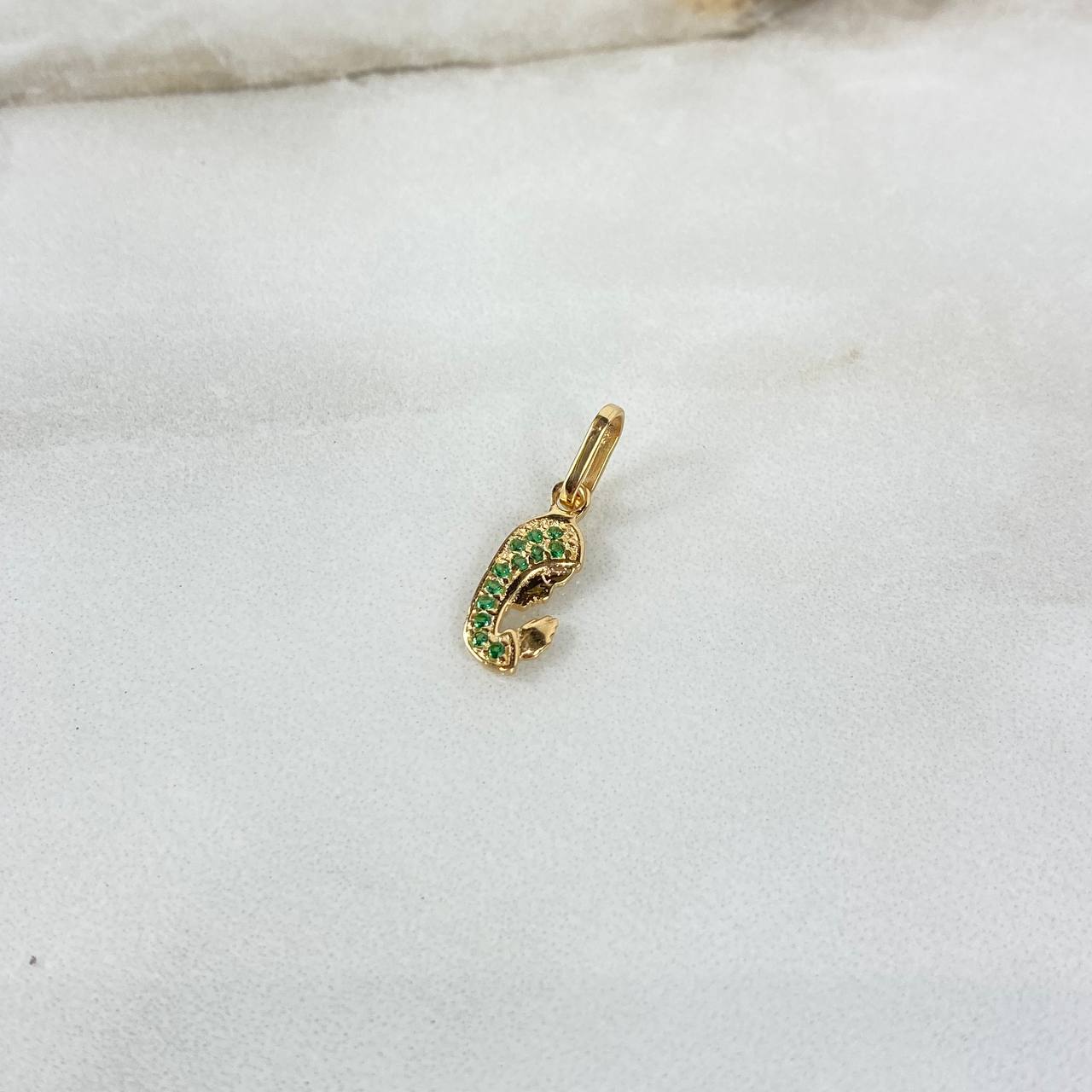 Dije Virgen María 0.6gr / 1.8cm / Circones Verdes Oro Amarillo ©