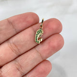 Dije Virgen María 0.6gr / 1.8cm / Circones Verdes Oro Amarillo ©
