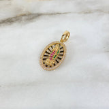 Dije Virgen de Guadalupe 4.45gr / 3.3cm / Circones Blancos-Verdes-Fucsias Oro Amarillo ©