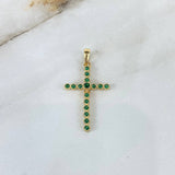 Dije Cruz Tupida Articulada 2.6gr / 3.8cm / Circones Verdes Oro Amarillo ©
