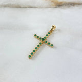 Dije Cruz Tupida Articulada 2.6gr / 3.8cm / Circones Verdes Oro Amarillo ©