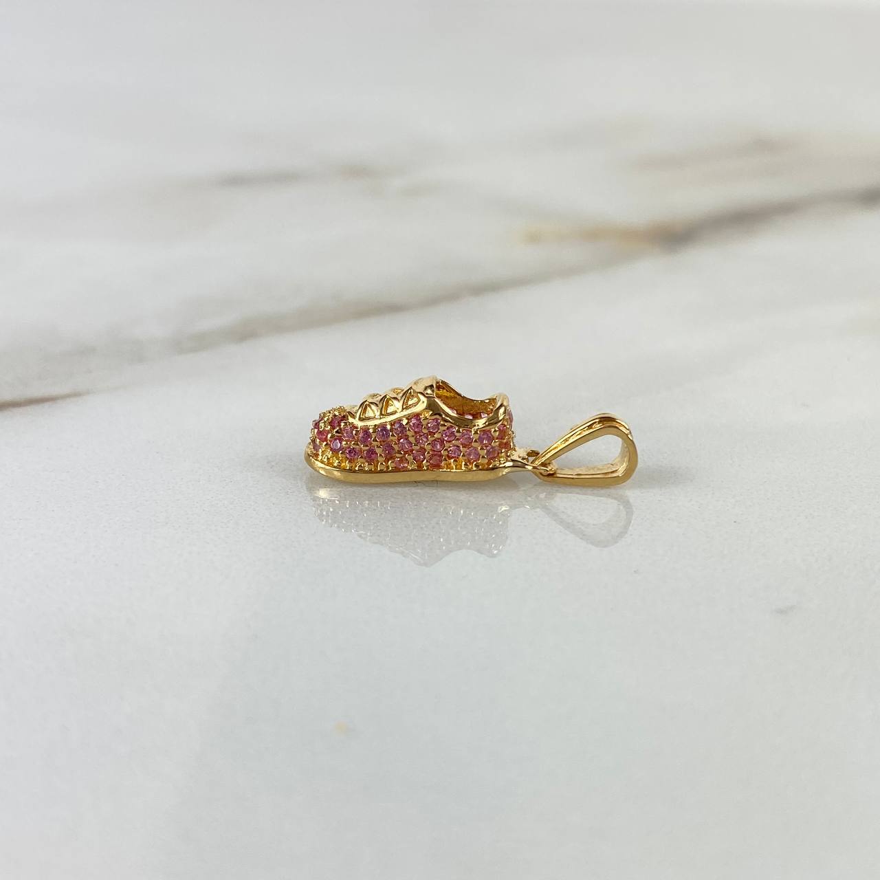 Dije Tennis 2.3gr / 2.3cm / Circones fucsias Oro Amarillo ©
