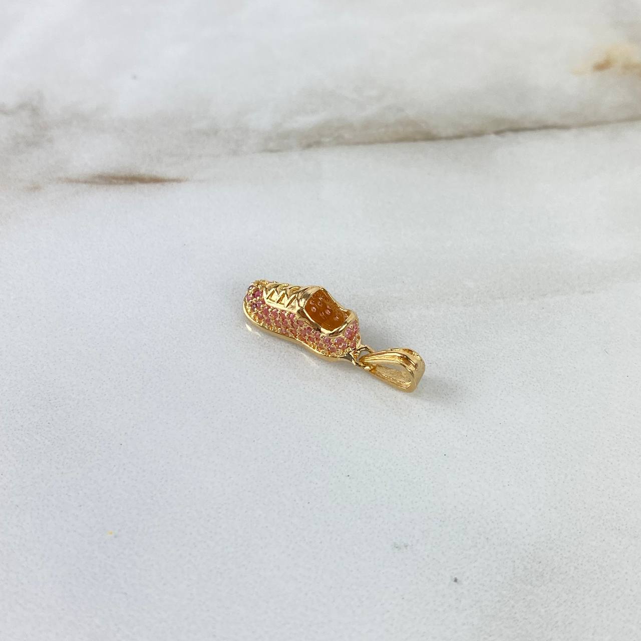 Dije Tennis 2.3gr / 2.3cm / Circones fucsias Oro Amarillo ©