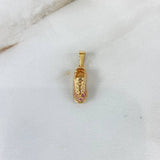 Dije Tennis 2.3gr / 2.3cm / Circones fucsias Oro Amarillo ©