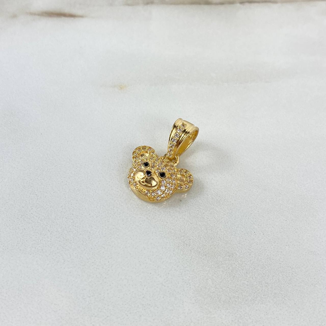 Dije Oso Cabeza 2.85gr / 2cm / Circones Blancos-Negros Oro Amarillo ©