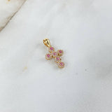 Dije Cruz Tupida 1.45gr / 2.3cm / Circones Blancos-Lilas Oro Amarillo ©