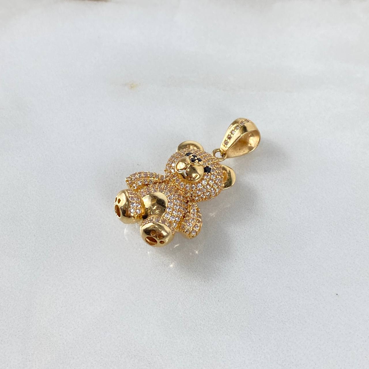 Dije Oso 7.35gr / 3.5cm / Circones Blancos-Negros Oro Amarillo ©
