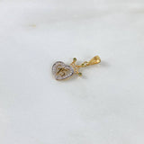 Dije 15s Corazón 1.35gr / 2.4cm / Circones Blancos-Verdes Dos Oros Amarillo Blanco ©