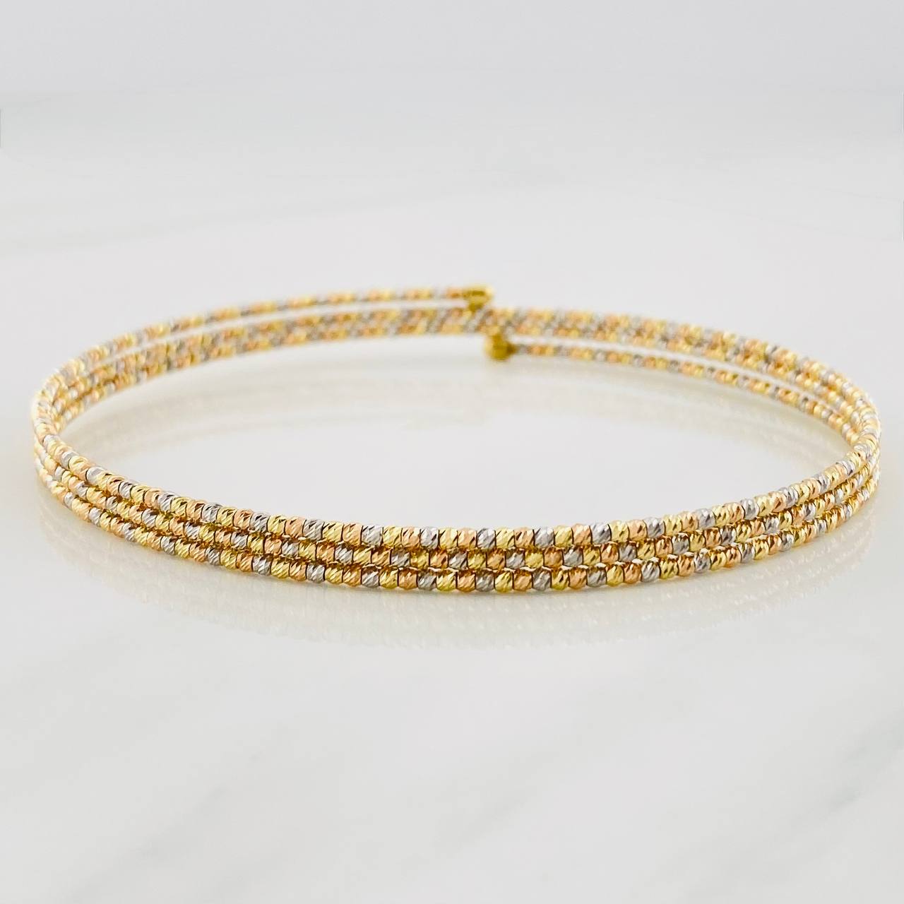 Pulso Diamantado 3 Aros 5.15g / 18cm / 1.42mm Tres Oros 18K