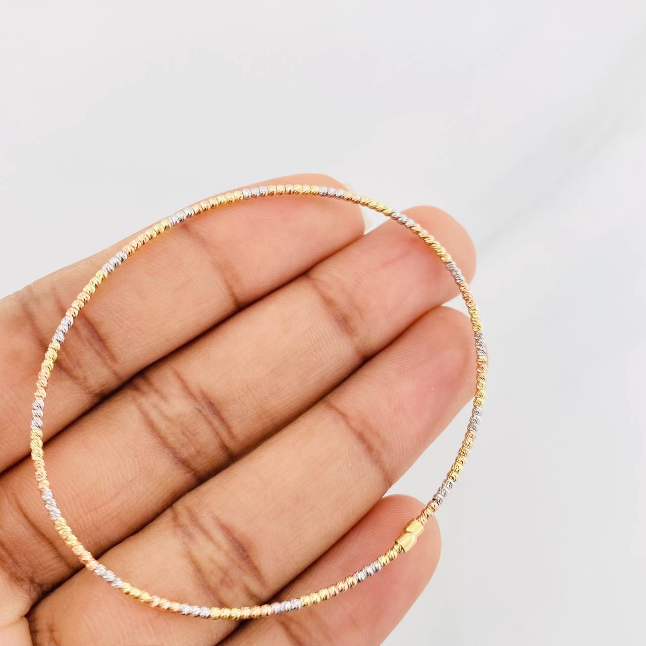 Pulso Aro Diamantado 1.75g / 17cm / 1.4mm Tres Oros 18K