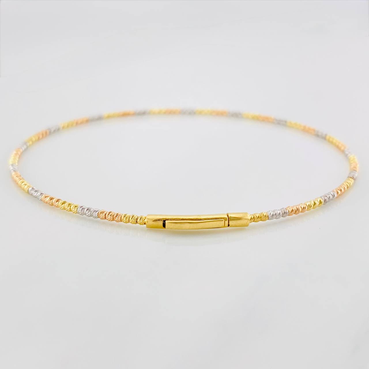 Pulso Aro Diamantado 2.05g / 18cm / 1.4mm Tres Oros 18K