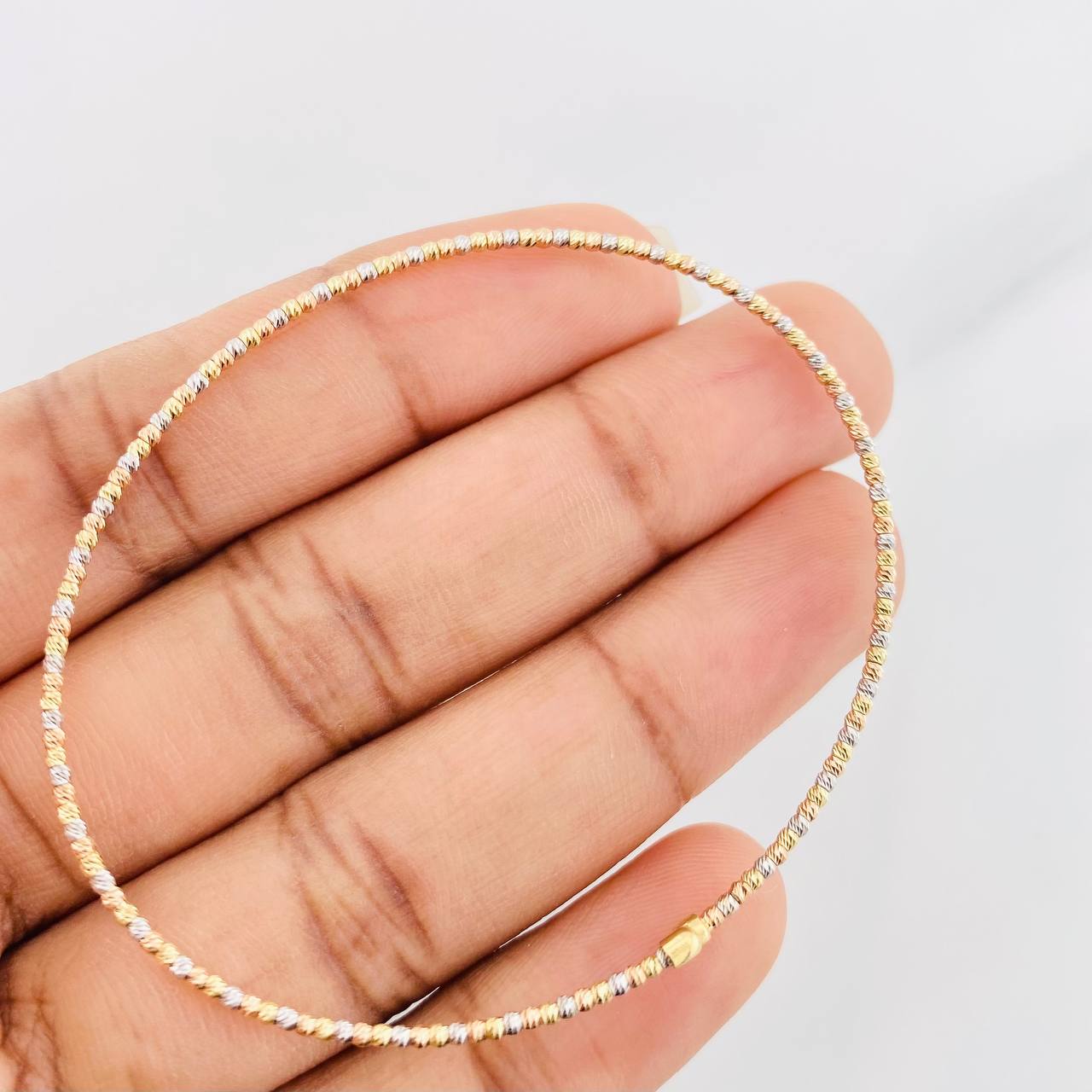 Pulso Aro Diamantado 1.75g / 17cm / 1.4mm Tres Oros 18K
