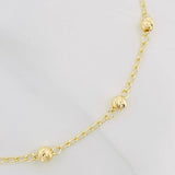 Tobillera Espiga Bolas Diamantados 2.2g / 24.05cm / 1.28mm Oro Amarillo 18K