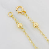 Tobillera Espiga Bolas Diamantados 2.25g / 25cm / 1.54mm Oro Amarillo 18K