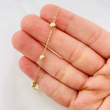 Tobillera Espiga Bolas Diamantados 2.2g / 24.05cm / 1.28mm Oro Amarillo 18K