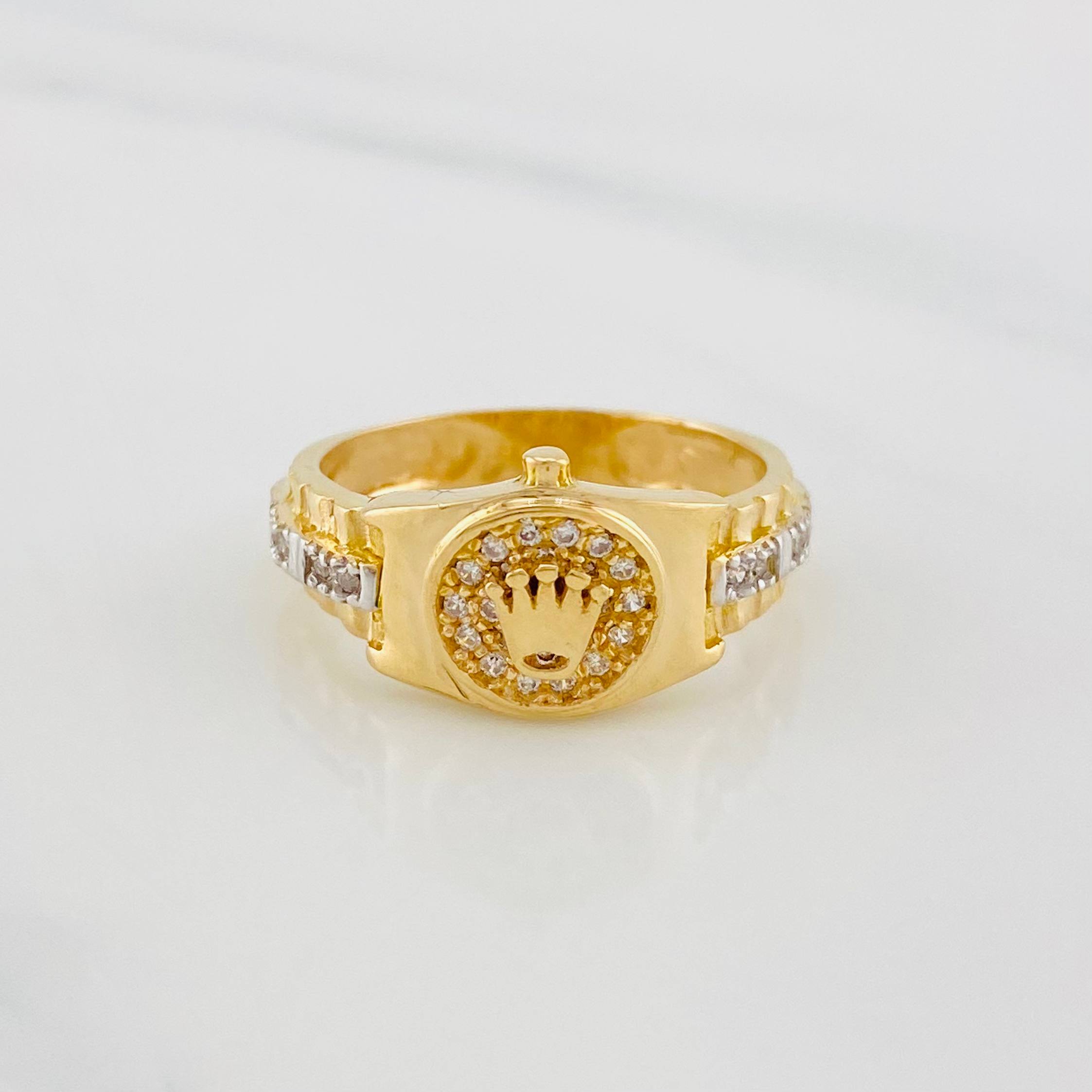 Anillo Corona 3.65g / T5 3/4 Dos Oros Amarillo Blanco 18K