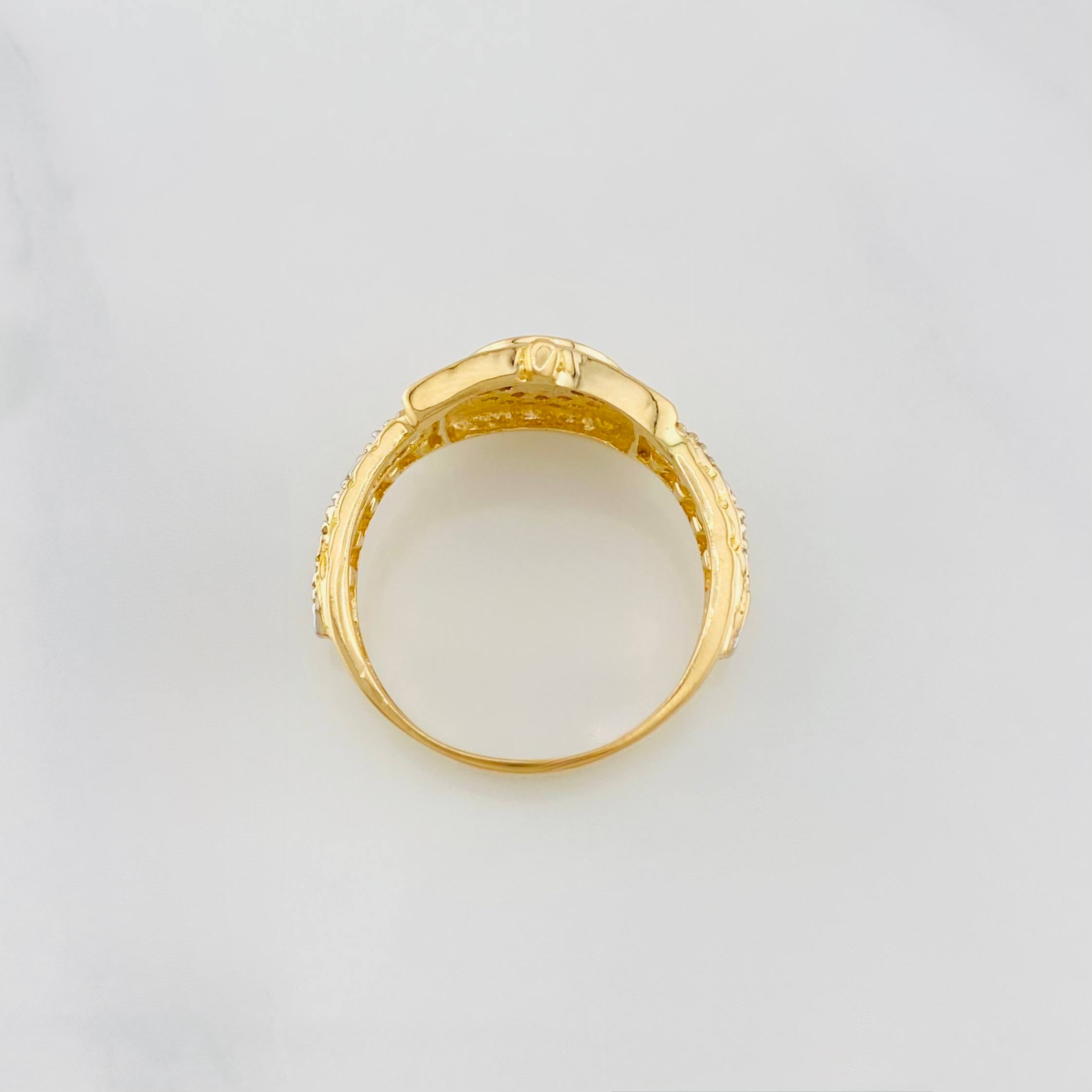 Anillo Corona 3.65g / T5 3/4 Dos Oros Amarillo Blanco 18K