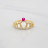 Anillo Corona 2g / T7 Dos Oros Amarillo Blanco 18K