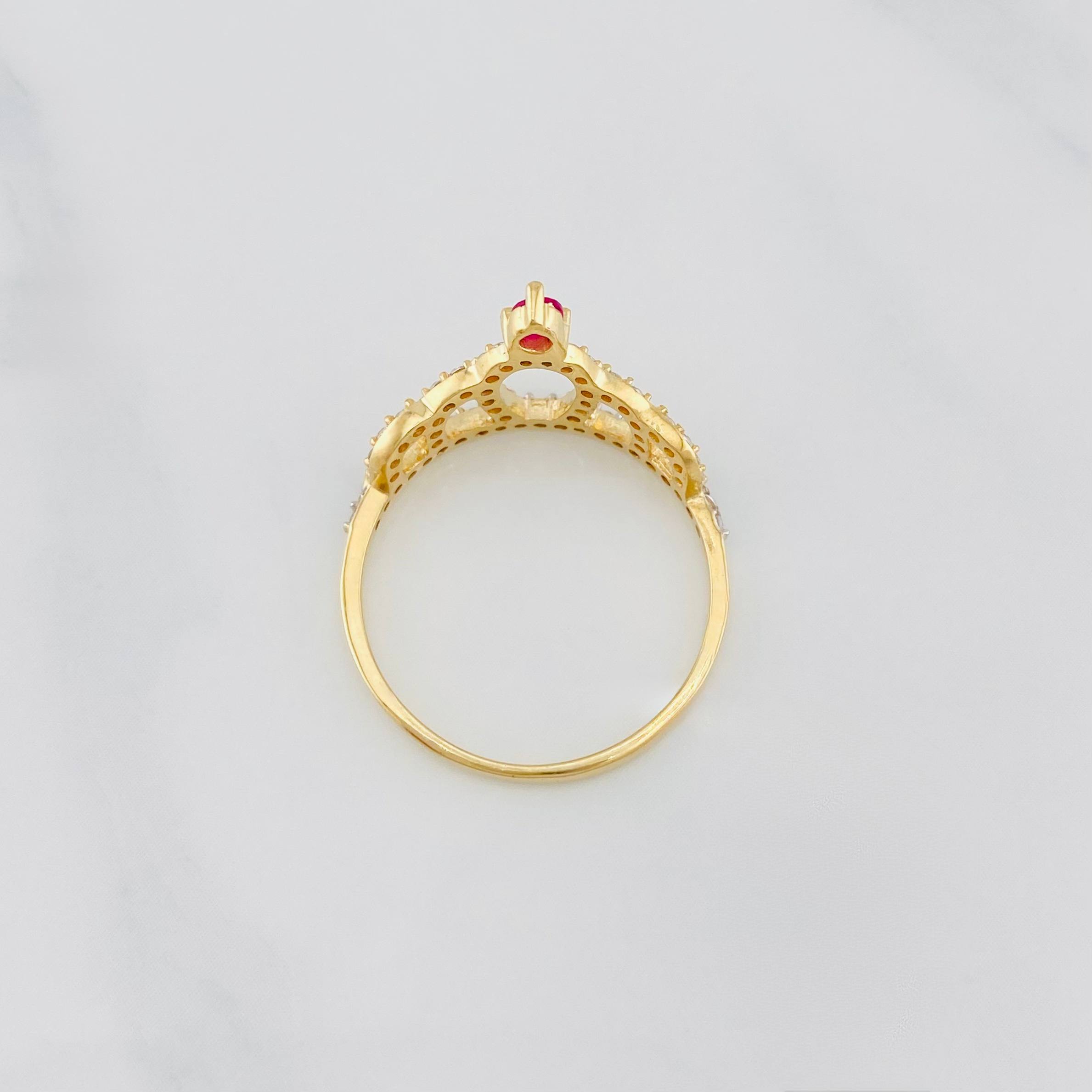Anillo Corona 2g / T7 Dos Oros Amarillo Blanco 18K