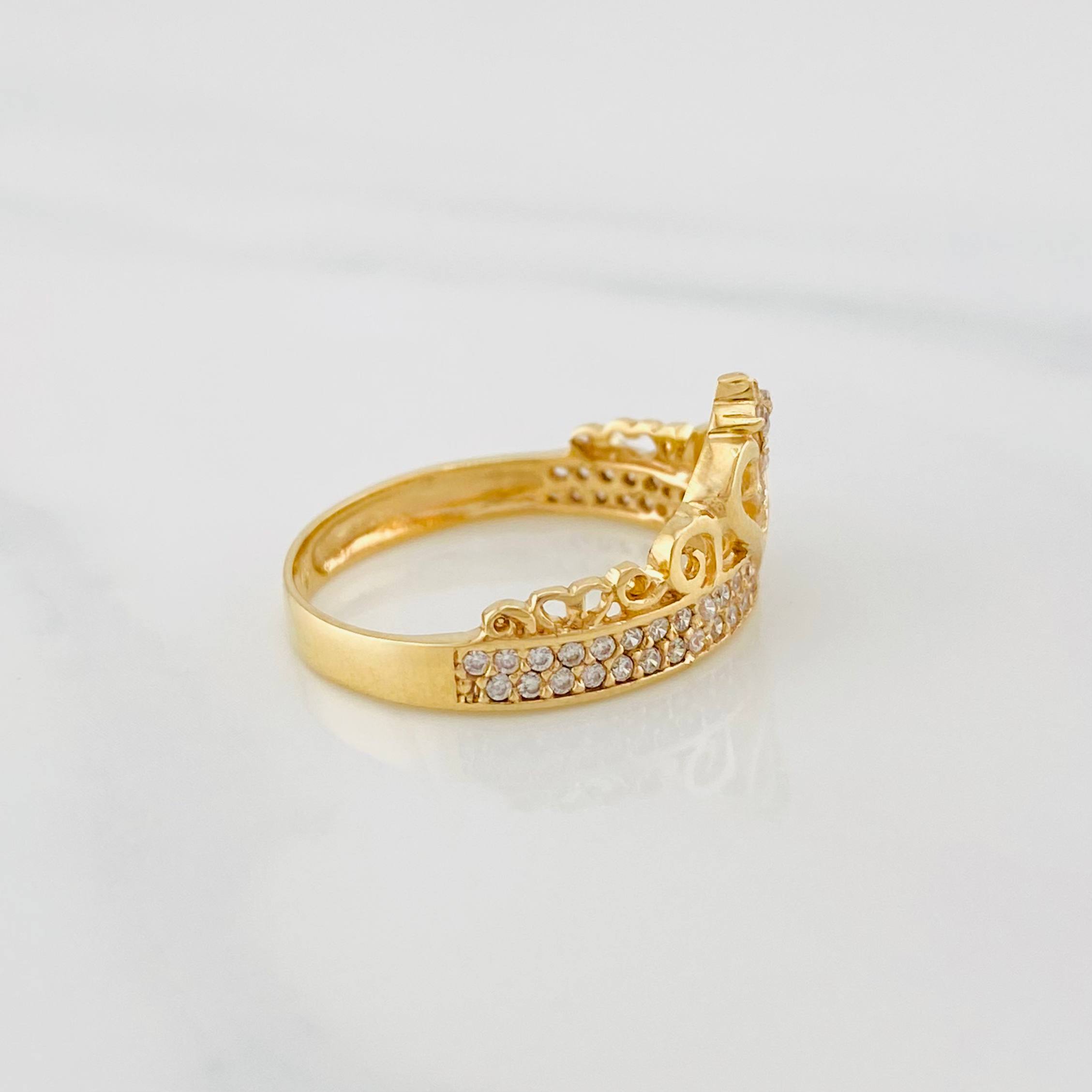 Anillo Corona Corazon 2.75g / T6 1/4 Oro Amarillo 18K