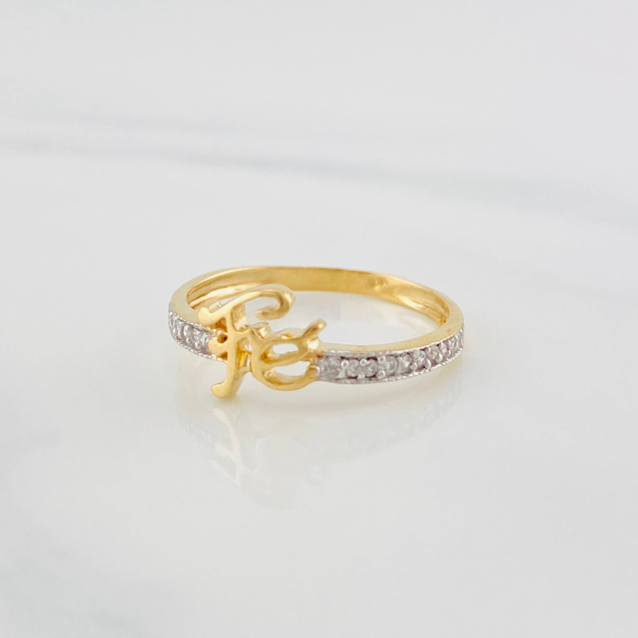 Anillo Fe 1.6g / T6 1/4 Dos Oros Amarillo Blanco 18K