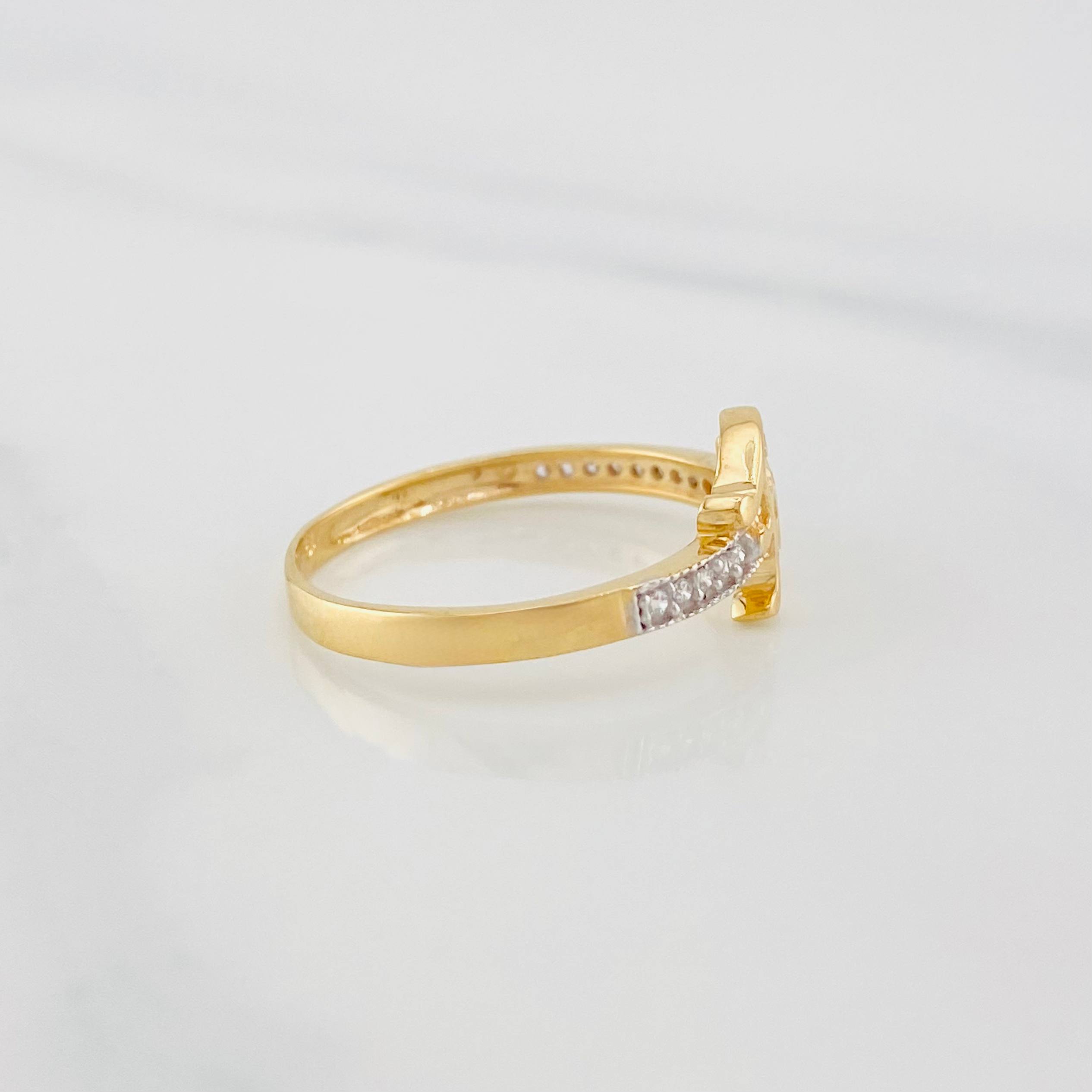 Anillo Fe 1.6g / T6 1/4 Dos Oros Amarillo Blanco 18K