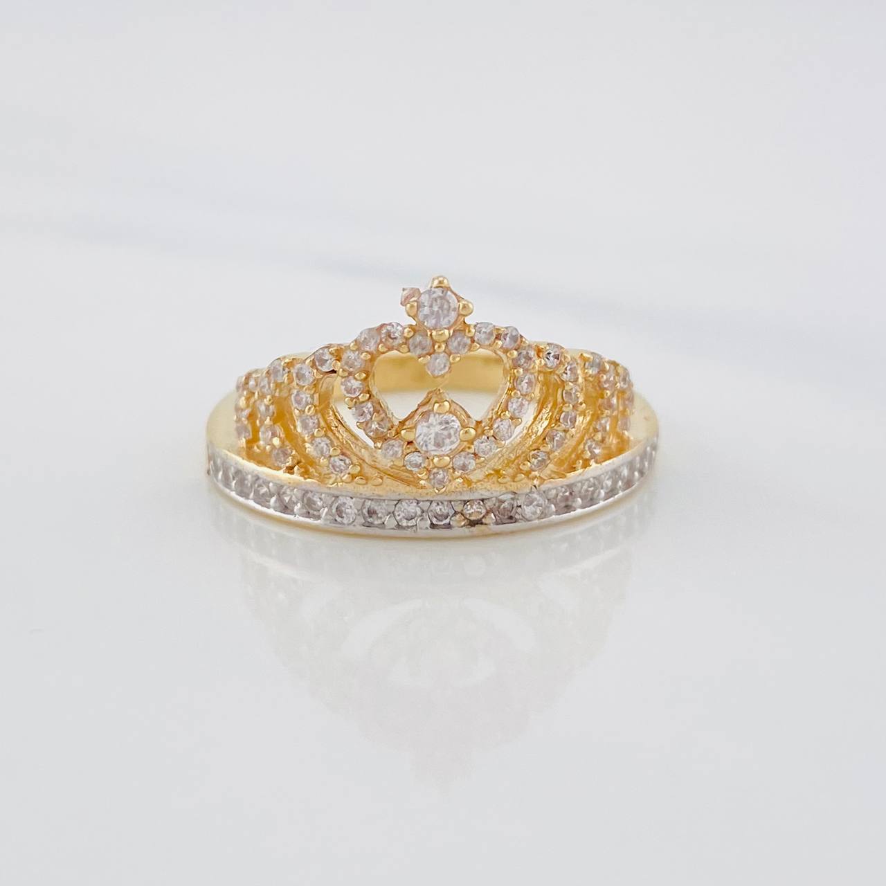 Anillo Corona 4.75g / T7 Dos Oros Amarillo Blanco 18K
