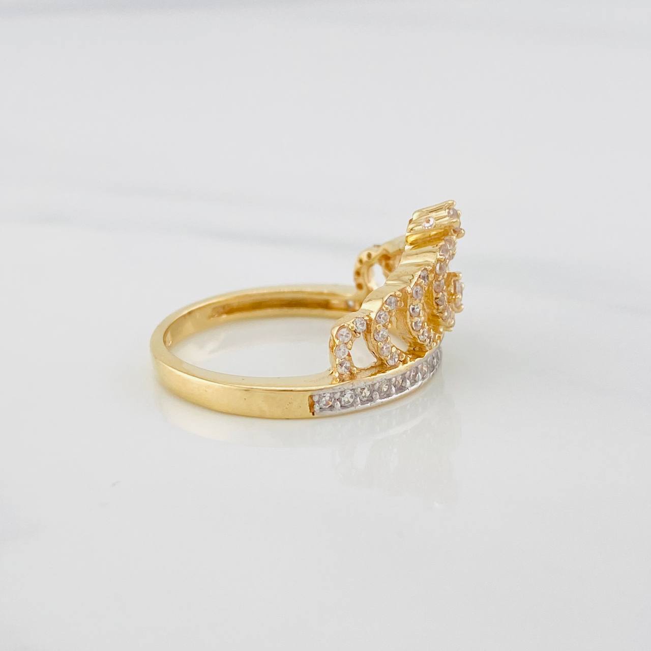 Anillo Corona 4.75g / T7 Dos Oros Amarillo Blanco 18K
