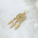 Dije Atrapasueños 2.6gr / 3.7cm / Circones Blancos Verde  Oro Amarillo 18K *
