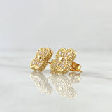 Topos Trebol VCyA 3.8gr / 1cm / Circones Blancos Punteado Oro Amarillo Nac.Esp. 18K *