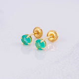 Topos Cuatro Garras Esmeraldas 40pts 0.85g / 4.2mm Oro Amarillo 18K