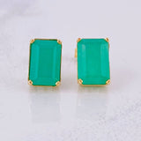 Topos Rectangulares Esmeraldas 6qts 3.2g / 10.9mm Oro Amarillo 18K