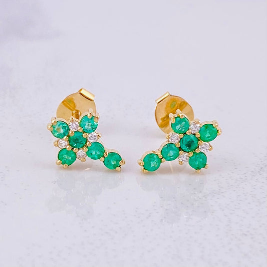 Topos Cruz Tupida Esmeraldas 50pts Diamantes 6pts 1.6g / 10.7mm Oro Amarillo 18K