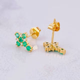 Topos Cruz Tupida Esmeraldas 50pts Diamantes 6pts 1.55g / 10.4mm Oro Amarillo 18K
