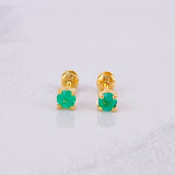 Topos Cuatro Garras Esmeraldas 30pts 0.95g / 3.2mm Oro Amarillo 18K