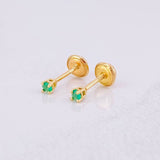 Topos Cuatro Garras Esmeraldas 17pts 0.65g / 2.2mm Oro Amarillo 18K