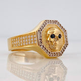 Anillo Sello Calavera 8.6g / T10 1/4 Dos Oros Amarillo Blanco 18K