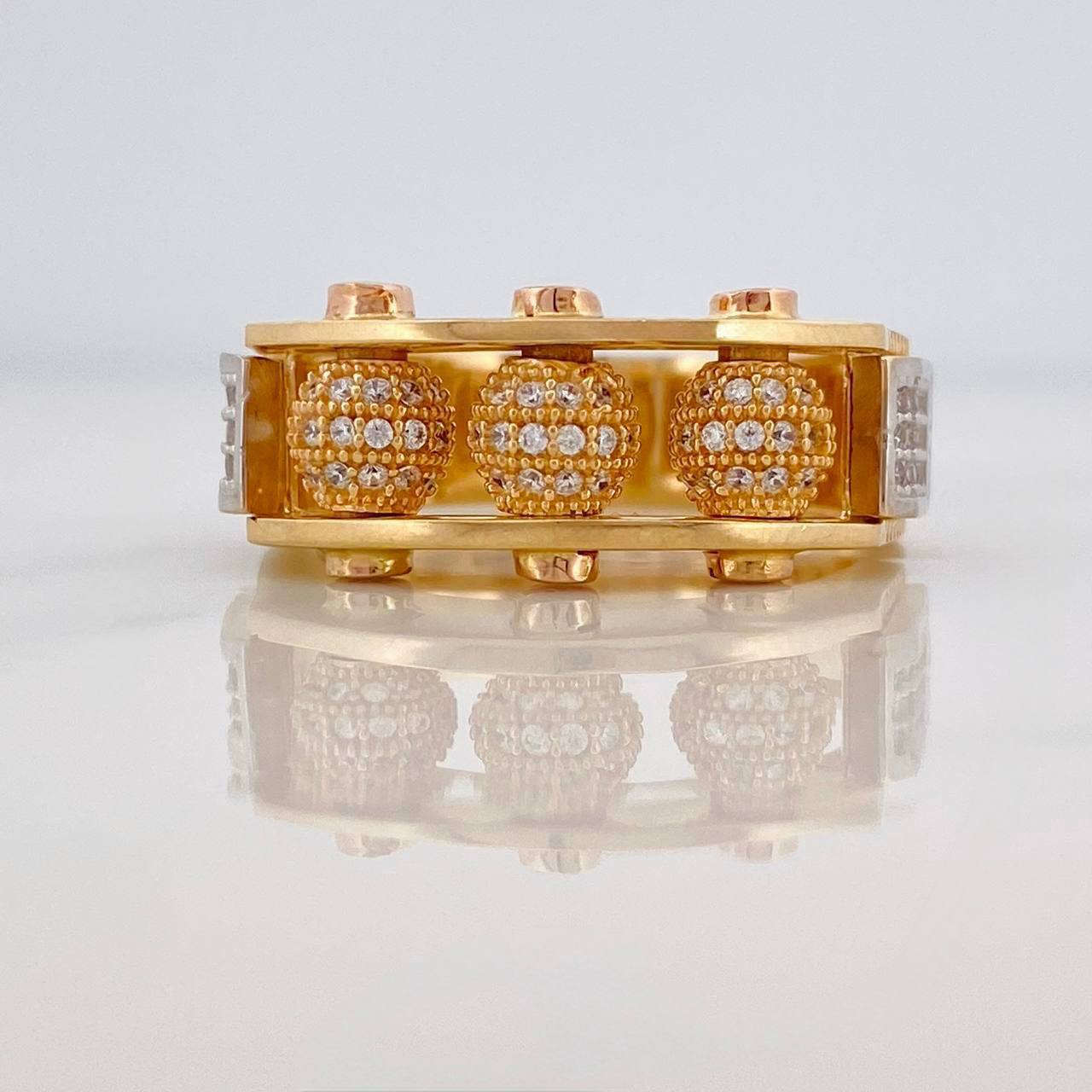Anillo Bolas de Fuego 12.15g / T10 3/4 Tres Oros 18K