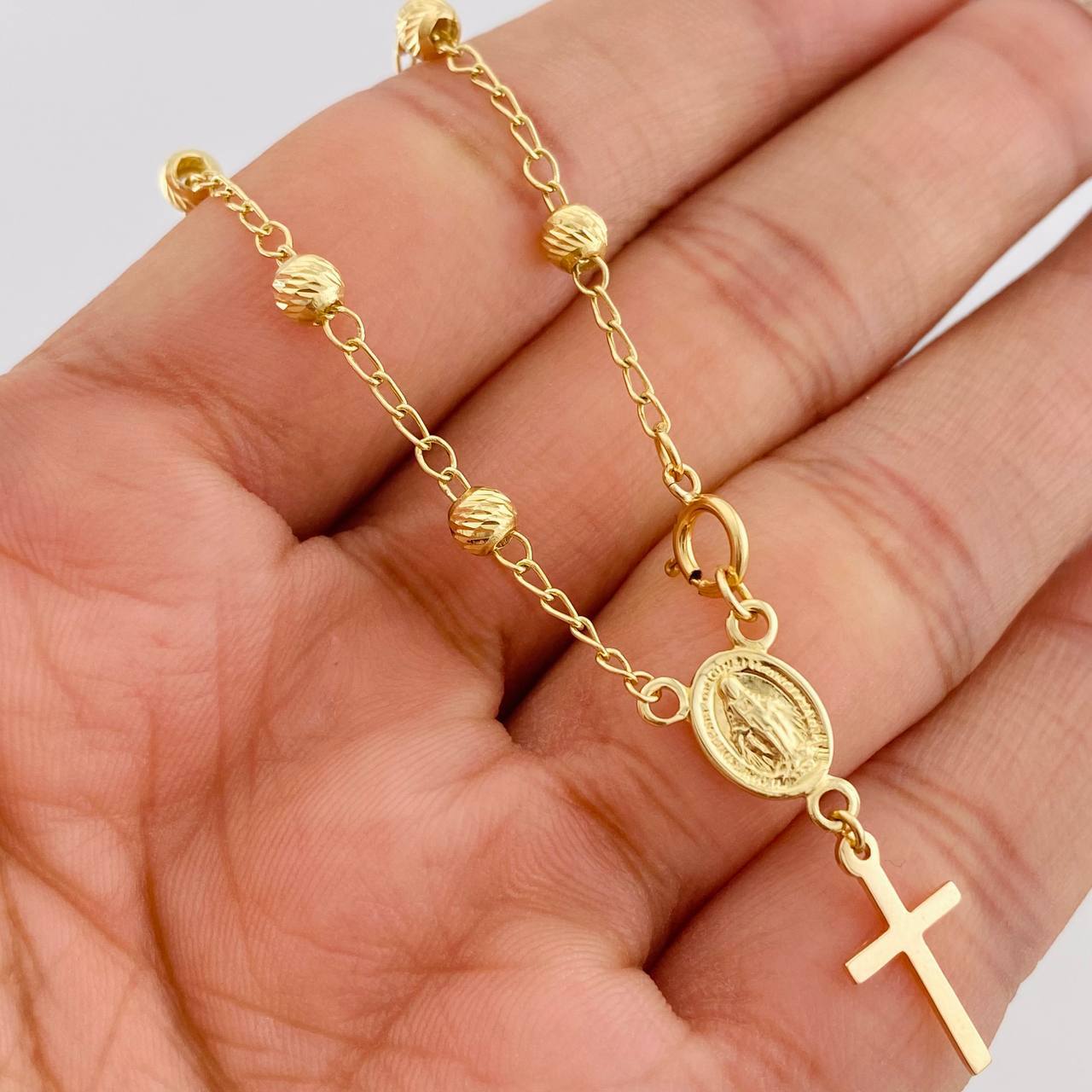 Pulso Denario Virgen Milagrosa 3.05g / 20cm / 4mm Oro Amarillo 18K