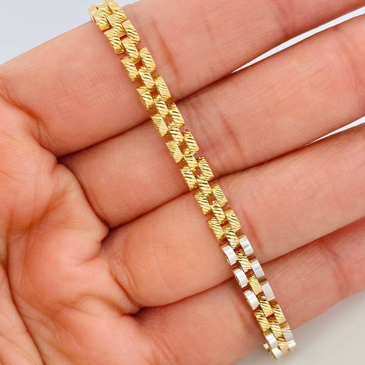 Pulso Correa 10.9g / 21cm / 4.7mm Dos Oros Amarillo Blanco 18K